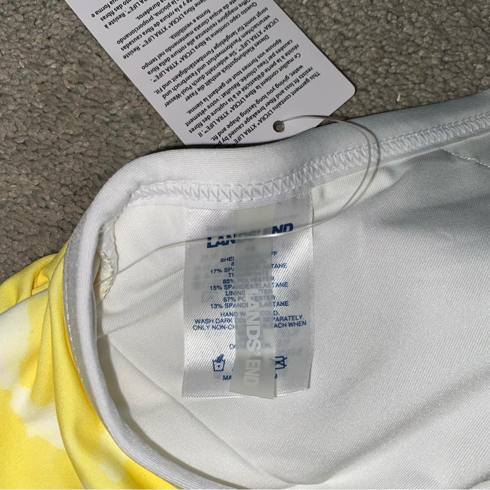 Lands' End‎  Cross-Back Bikini Top Yellow White Size 14 NWT - Picture 9 of 12